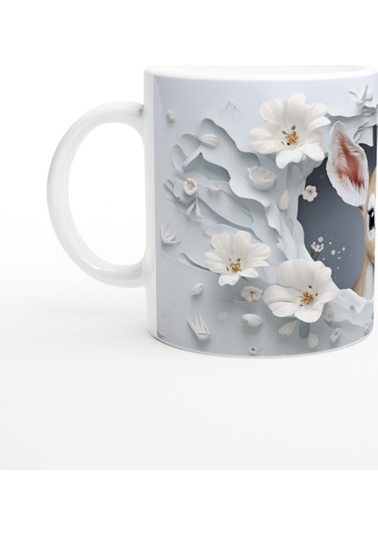 Çatlak Duvardan Bakan Sevimli Geyik Temalı Baskılı Kupa Bardak fiyatları