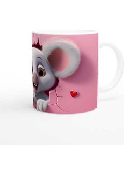 Duvarı Delip Bakan Sevimli Koala Temalı Baskılı Kupa Bardak modelleri