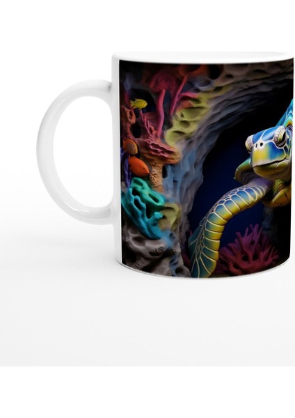 Renkli Kayalıklar Arasında Yüzen Deniz Kaplumbağası Kupa Bardak fiyatları