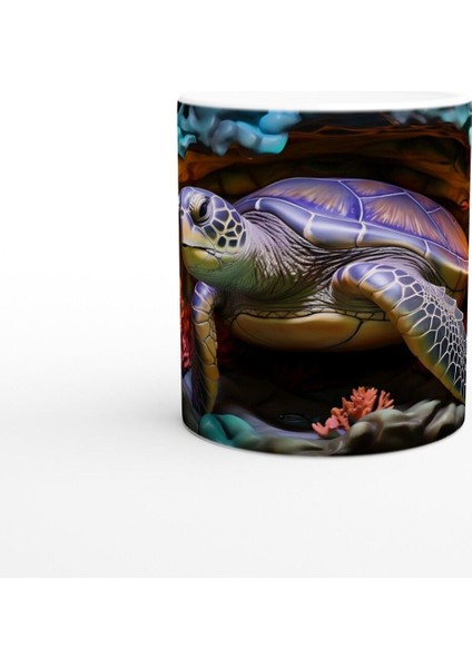 Renkli Mağarada Dingin Deniz Kaplumbağası Kupa Bardak