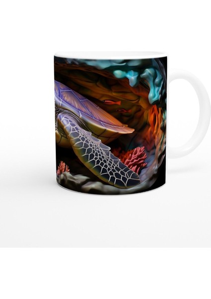 Renkli Mağarada Dingin Deniz Kaplumbağası Kupa Bardak modelleri