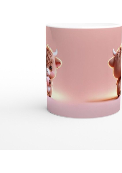 Kalp Tutan Sevimli Buzağı Temalı Baskılı Kupa Bardak fiyatları