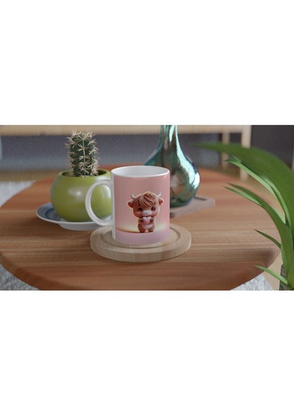 Kalp Tutan Sevimli Buzağı Temalı Baskılı Kupa Bardak fırsatları