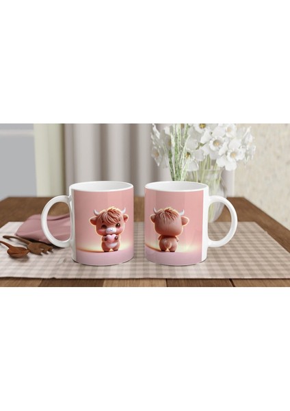 Kalp Tutan Sevimli Buzağı Temalı Baskılı Kupa Bardak indirimleri