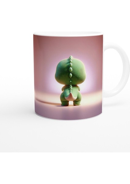 Kalp Tutan Sevimli Dinozor Temalı Baskılı Kupa Bardak modelleri