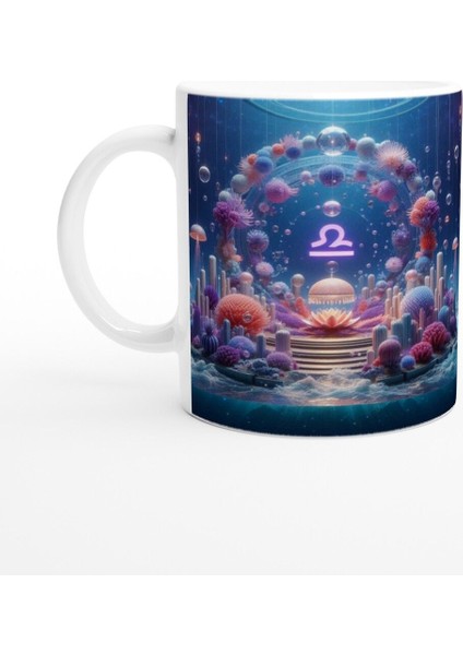 Terazi Burcu Baskılı Kahve Kupası - Astral Denizaltı Dünyası Vs2