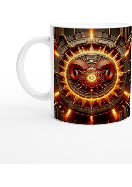 Koç Burcu Baskılı Kahve Kupası - Zamanın Çarkları Astroloji Mekanizması Vs1