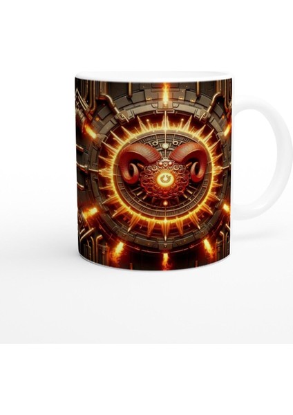 Koç Burcu Baskılı Kahve Kupası - Zamanın Çarkları Astroloji Mekanizması Vs1 modelleri