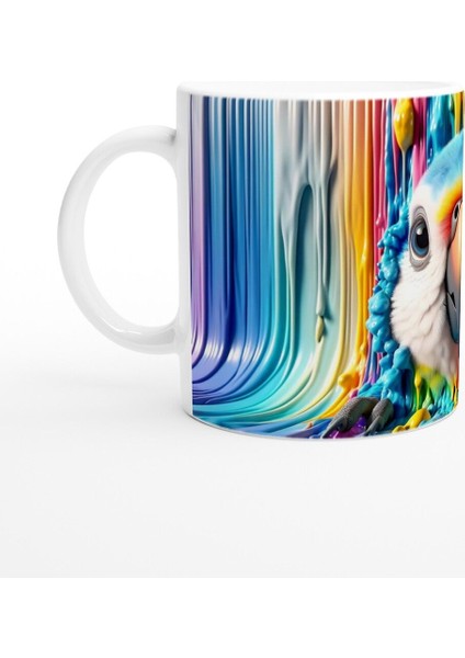Renk Dalgaları Arasından Bakan Papağan Temalı Baskılı Kupa Bardak fiyatları