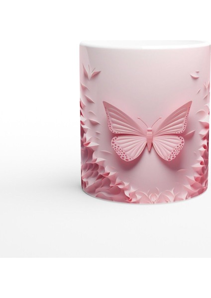 Pembe Kanatların Dansı: Soyut Kelebek Desenli Baskılı Kupa Bardak fiyatları
