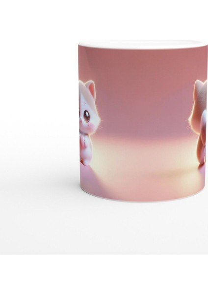 Kalpli Sevimli Kedi Figürlü Baskılı Kupa Bardak modelleri