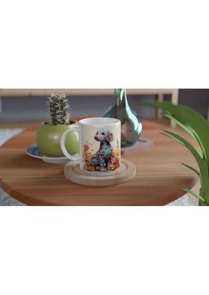 Pastel Çiçekli Köpek Baskılı Kupa Bardak fırsatları