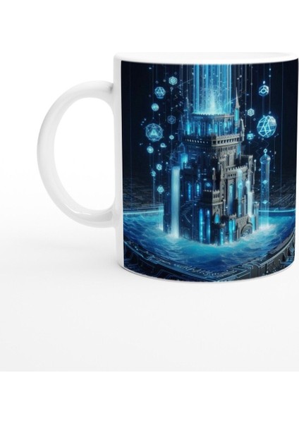 Kova Burcu Baskılı Kahve Kupası - Burçlar Krallığı Şatosu Vs1