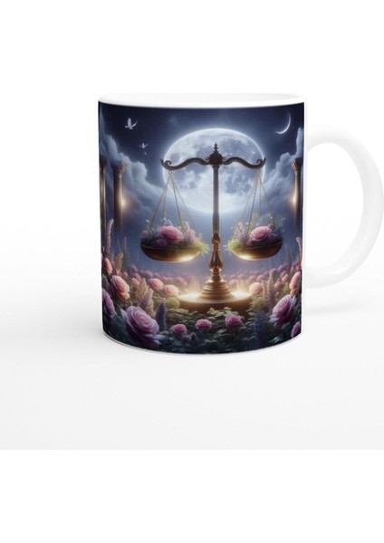 Terazi Burcu Baskılı Kahve Kupası - Ay Işığında Zodyak Bahçesi Vs1 modelleri