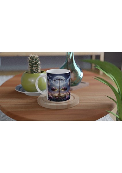 Terazi Burcu Baskılı Kahve Kupası - Ay Işığında Zodyak Bahçesi Vs1 fırsatları