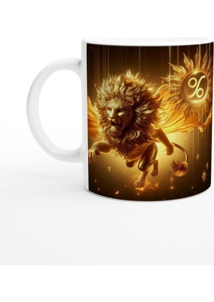 Aslan Burcu Baskılı Kahve Kupası - Zodyak Maskeli Balo Vs1