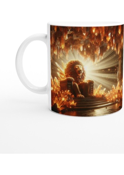 Aslan Burcu Baskılı Kahve Kupası - Büyülü Kristal Mağarası Temalı Vs1