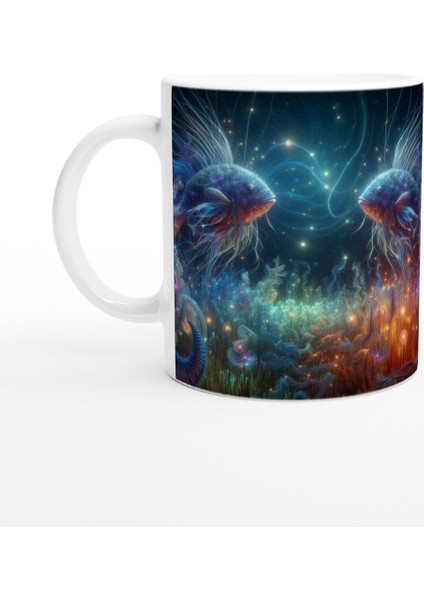 Balık Burcu Baskılı Kahve Kupası - Elementsel Doğa Krallığı Temalı Vs2