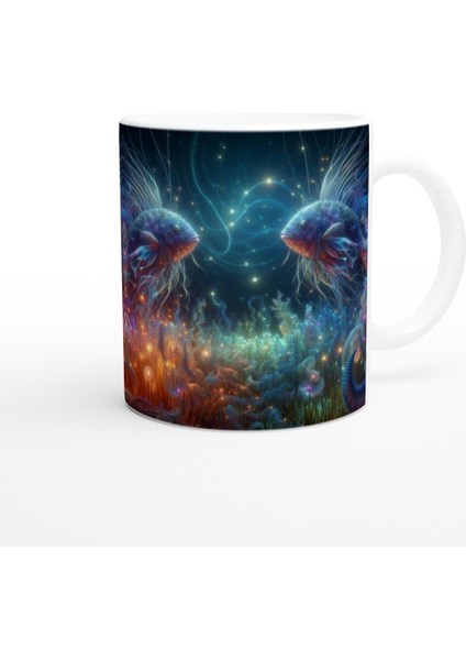 Balık Burcu Baskılı Kahve Kupası - Elementsel Doğa Krallığı Temalı Vs2 modelleri