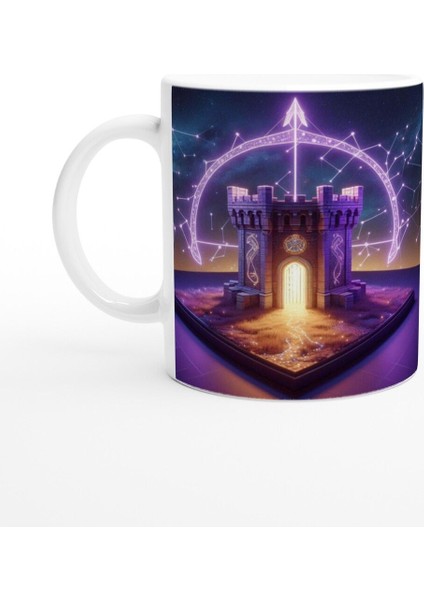 Yay Burcu Baskılı Kahve Kupası - Burçlar Krallığı Şatosu Vs4