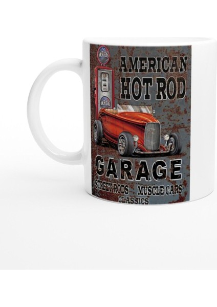 Amerikan Hot Rod ve Garaj Temalı Retro Kupa Bardak