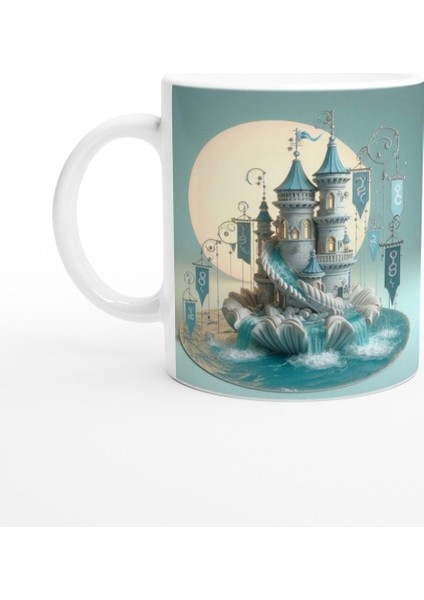 Yengeç Burcu Baskılı Kahve Kupası - Burçlar Krallığı Şatosu Vs3