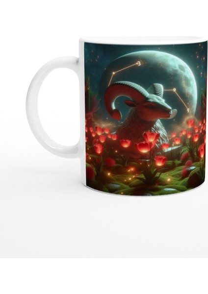 Koç Burcu Baskılı Kahve Kupası - Ay Işığında Zodyak Bahçesi Vs2