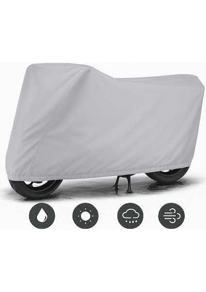 Moonrıder Gri Su Geçirmez Premium Kalite Motosiklet Branda 400Cc Altı Motorsikletler Için Alttan Lastikli Taşıma Çantalı Topcase Uyumlu Motor Çadırı Branda