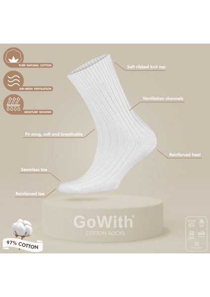 Pamuklu Ribana Örgü Dikişsiz Bio Çorap 3013