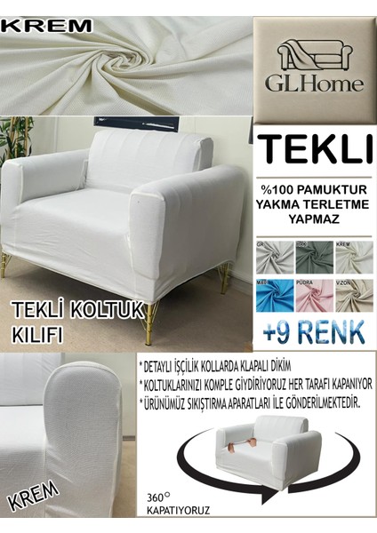 %100 Pamuk Petek Kumaş Tekli Komple Giydirme Tekli & Berjer , Bohem, Porto, Vb. Model Koltuk Kılıfı