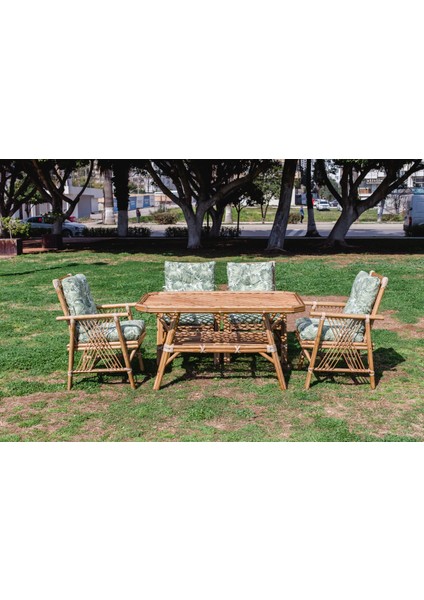 Nilüfer 4 Kişilik Bambu Masa Takımı Bahçe Takımı modelleri