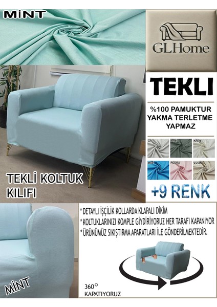 %100 Pamuk Petek Kumaş Tekli Komple Giydirme Tekli & Berjer , Bohem, Porto, Vb. Model Koltuk Kılıfı