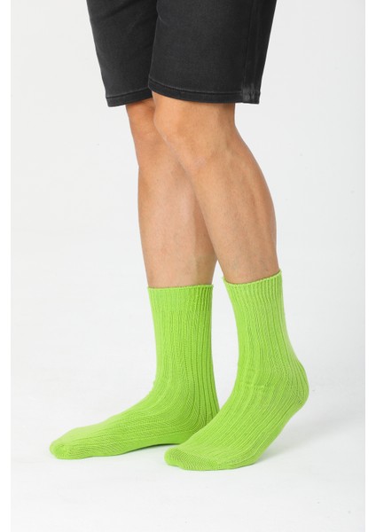 4 Çift Kadın Erkek Renkli Bio Naturel %100 Doğal Pamuklu Ribana Örgü Dikişsiz Soket Çorap 3014