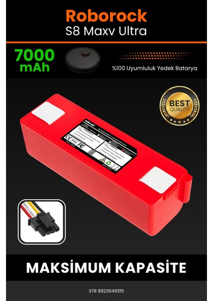 Roborock S8 Maxv Ultra 7000mAh Robot Süpürge Bataryası - Yüksek Yoğunluklu Li-ion Hücre