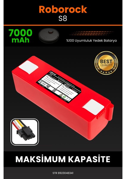 Roborock S8 7000mAh Robot Süpürge Bataryası - Sertifikalı Güvenlik, Gerçek Kapasite
