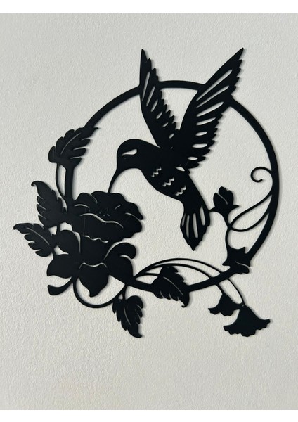 Çiçekli Sinek Kuşu Duvar Sanatı 2d