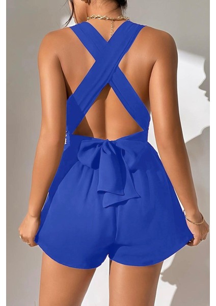 Saks Bağlamalı Mini Şort Tulum fiyatları