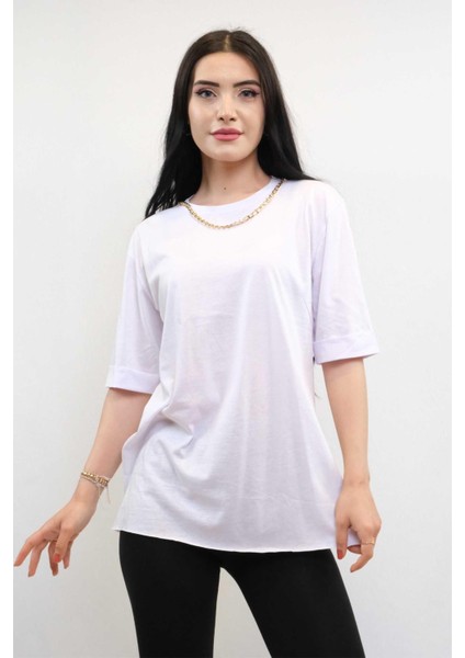 Zincir Aksesuarlı Tshirt Beyaz