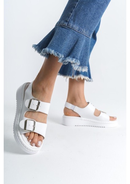 Dolgu Topuklu Çift Bantlı Tokalı Kadın Sandalet Yazlık Hafif Kadın Sandalet Ortopedik Kadın Sandalet fırsatları