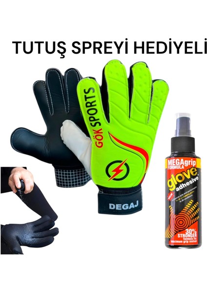 Degaj Yetişkin Kaleci Eldiveni Bilek Bandajlı Kaleci Tutuş Eldiveni Spreyi 8-9-10 cm Avuç Içi