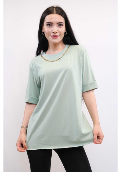 Zincir Aksesuarlı Tshirt Mint