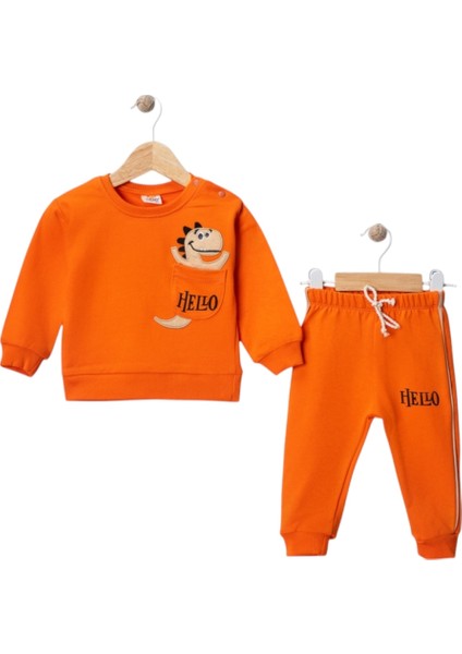 Iki Ip Dinozor Nakışlı Cepli Takım