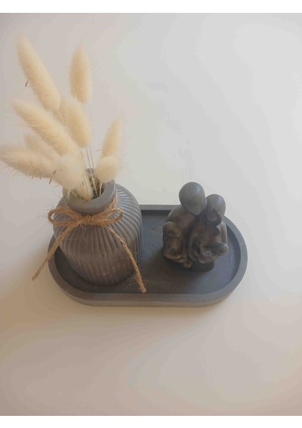 El Yapımı Taş Tozu Aile Biblo & Dekoratif Vazo ve Tepsi Seti - Modern Minimalist Tasarım fiyatları