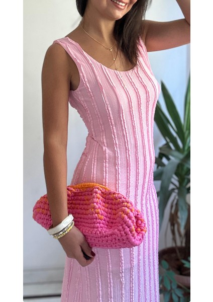 Kadın Pembe Uzun Elbise