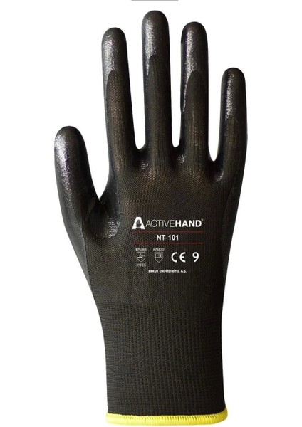 Active Nt 101 Pu Siyah Nitril Eldiven 10 Numara