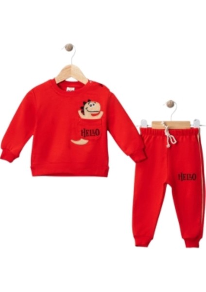 Iki Ip Dinozor Nakışlı Cepli Takım