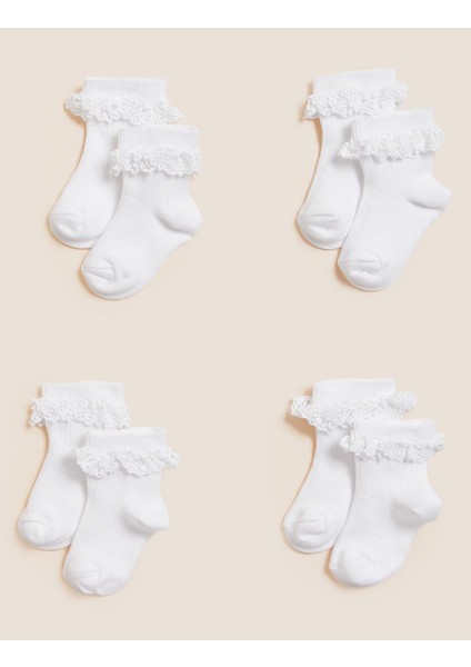 4'lü Fırfır Detaylı Bebek Çorabı (0-3 Yaş)
