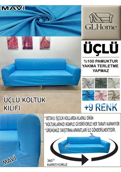 %100 Pamuk Petek Kumaş 3 Lü Komple Giydirme Kanepe & Çekyat, Bohem, Porto, Vb. Model Koltuk Kılıfı