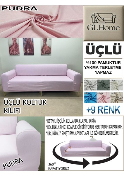 %100 Pamuk Petek Kumaş 3 Lü Komple Giydirme Kanepe & Çekyat, Bohem, Porto, Vb. Model Koltuk Kılıfı
