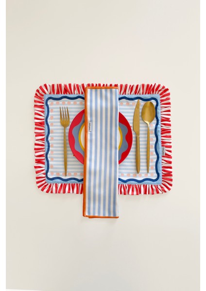 Fırfırlı, Marin, Istakoz Desenli, Etnik, Renkli, Çizgili Amerikan Servis 35X45 cm (1 Adet) fiyatları
